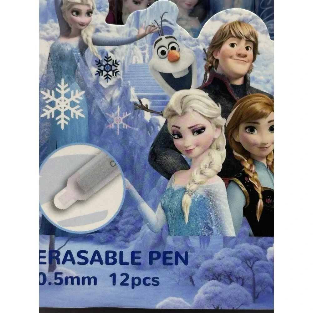 Frozen 12 piece set of erasable gel pens Elsa, Anna and Olaf with .5mm tip size